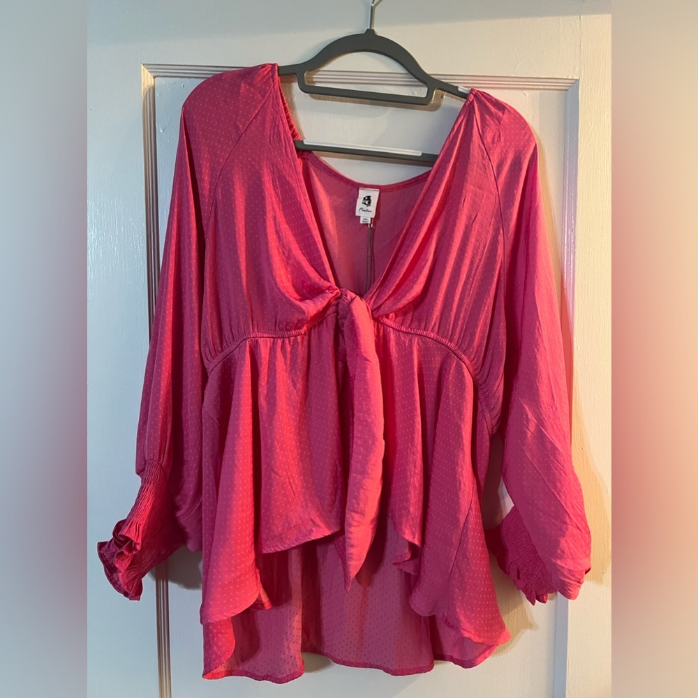 Hot pink low cut shirt from shop impressions